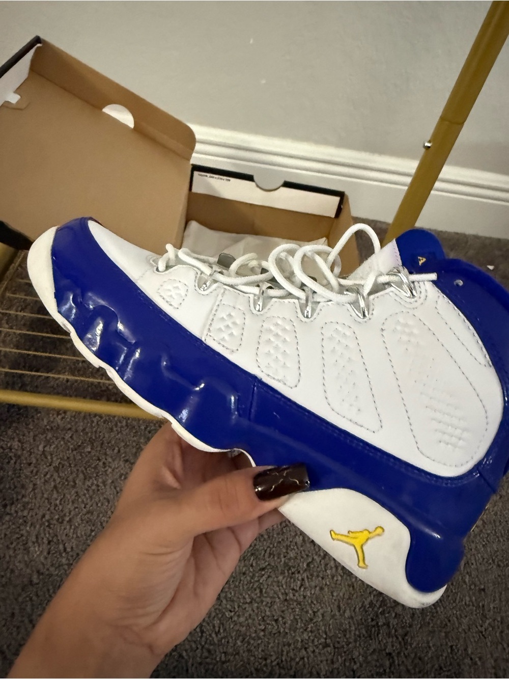 Air Jordan 9 Retro Kobe Bryant 5Y White Blue Yellow 302359-121 - Picture 3 of 10